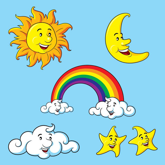 Sun Moon Stars Clouds Wall Decal Sticker Set