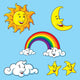 Sun Moon Stars Clouds Wall Decal Sticker Set