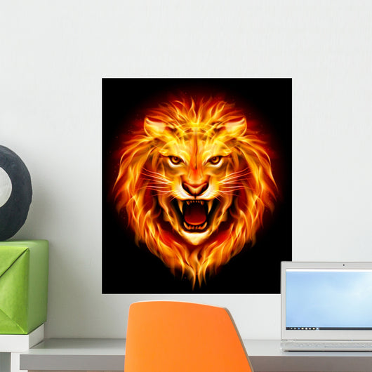 Head of fire lion. Wall Mural