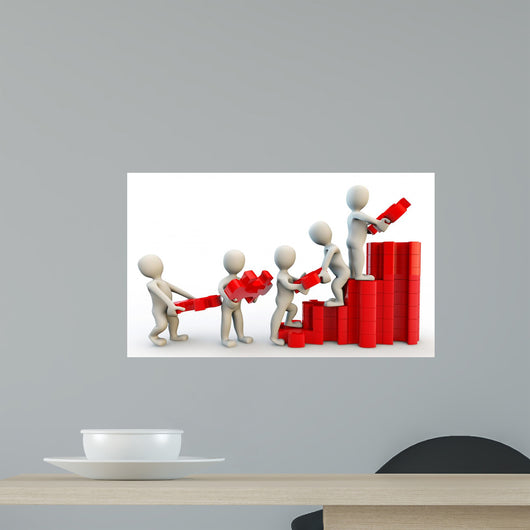 3D Human Characters Holding Puzzles Wall Decal