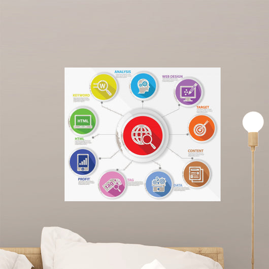 SEO concept,Internet technology,Colorful version,vector