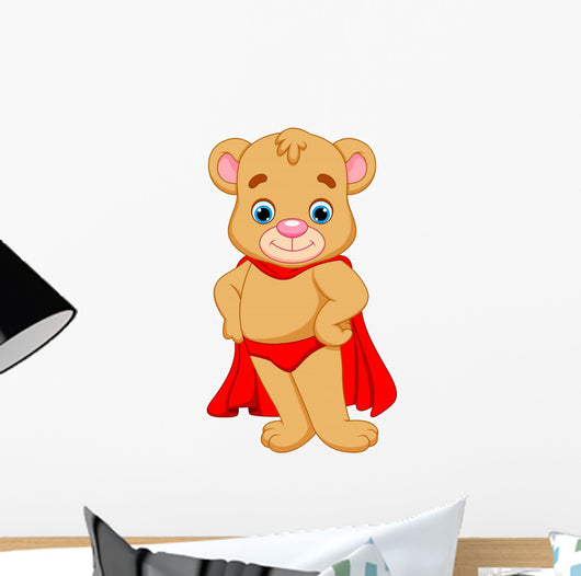 Bear Superhero Cartoon Wall Decal