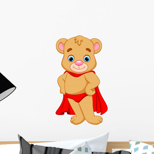Bear Superhero Cartoon Wall Decal