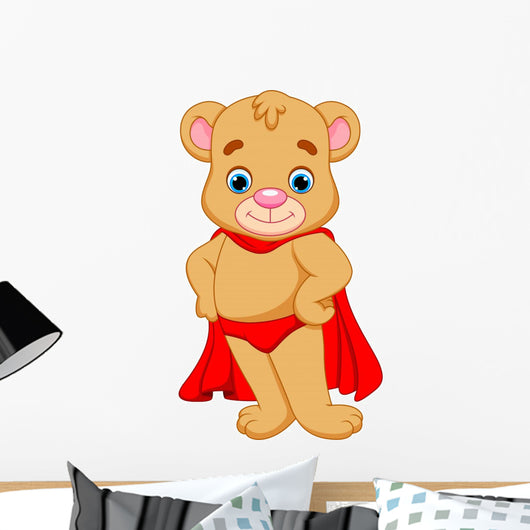 Bear Superhero Cartoon Wall Decal