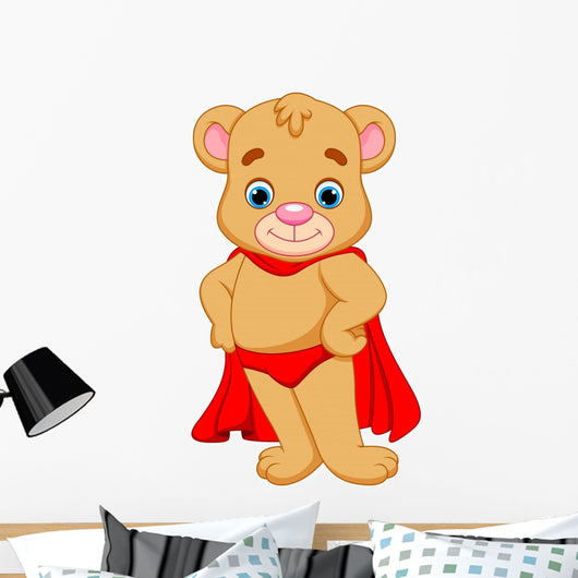 Bear Superhero Cartoon Wall Decal