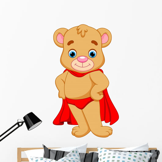 Bear Superhero Cartoon Wall Decal
