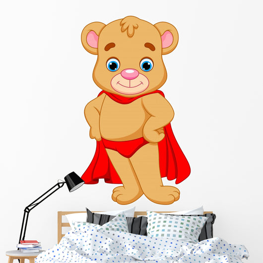 Bear Superhero Cartoon Wall Decal
