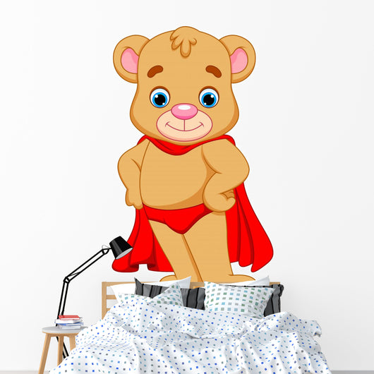 Bear Superhero Cartoon Wall Decal