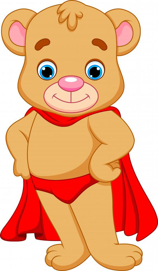 Bear Superhero Cartoon Wall Decal