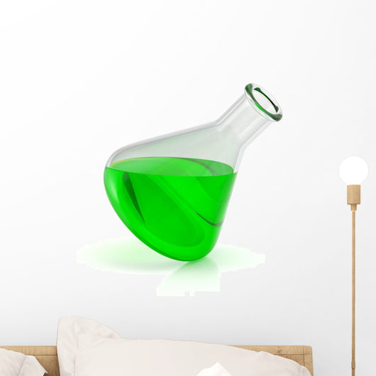 Test-tube with green liquid isolated. Laboratory glassware