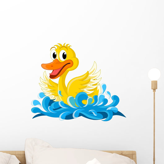 Swimming Duck Cartoon Wall Decal