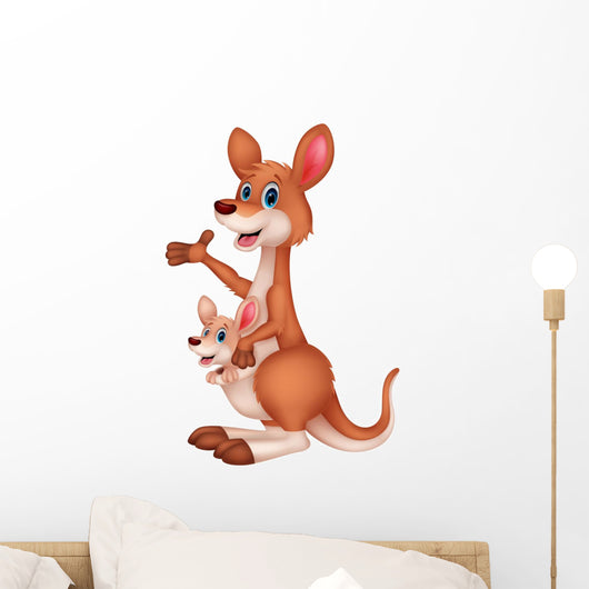 Mother and baby kangaroo Wall Decal