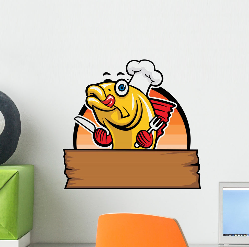 Cartoon Fish Chef Wall Decal – Wallmonkeys