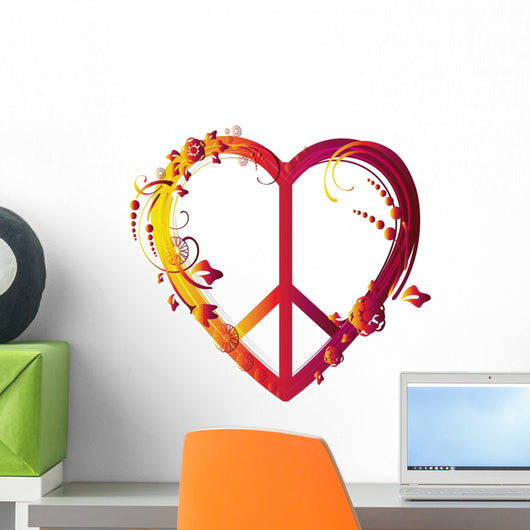 heart peace symbol Wall Decal