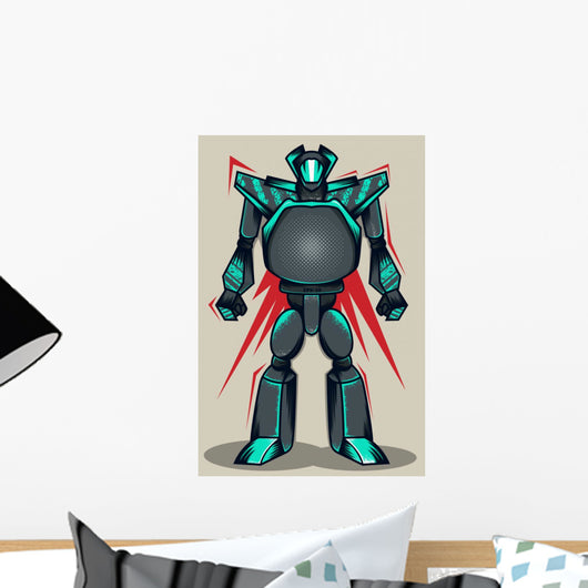 Grey Grunge Robot Wall Mural