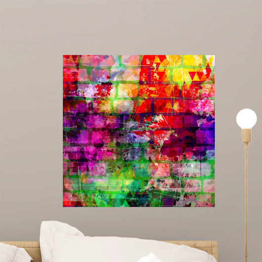 Grunge style colorful paint wall background