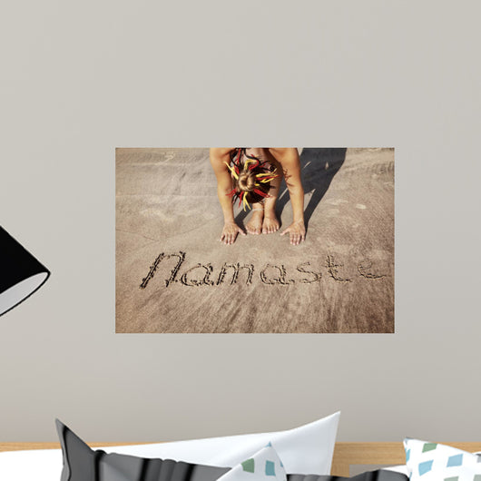 Yoga on the beach with Namaste Wall Mural