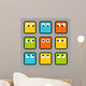 8-bit pixel block characters looking in different directions Wall Mural