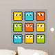 8-bit pixel block characters looking in different directions Wall Mural