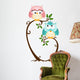 Cute Couple Owls On The Tree Wall Decal