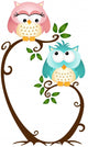 Cute Couple Owls On The Tree Wall Decal
