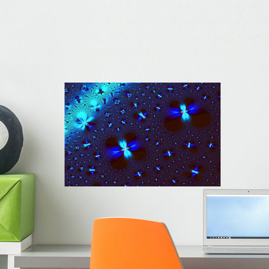 Abstract Blue fireflies Wall Mural