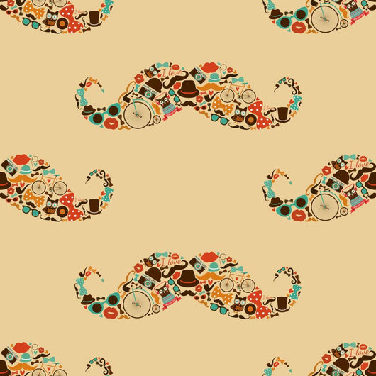 Hipster Mustache Colorful Seamless Wall Decal