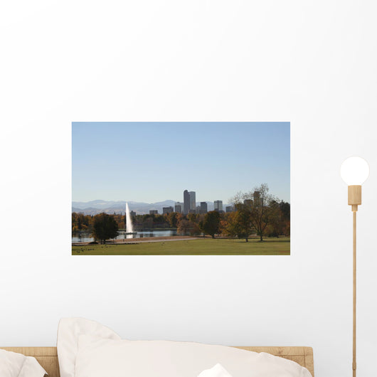 Denver skyline and fountain from City Park Wall Mural
