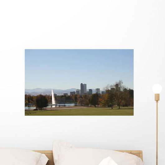 Denver skyline and fountain from City Park Wall Mural