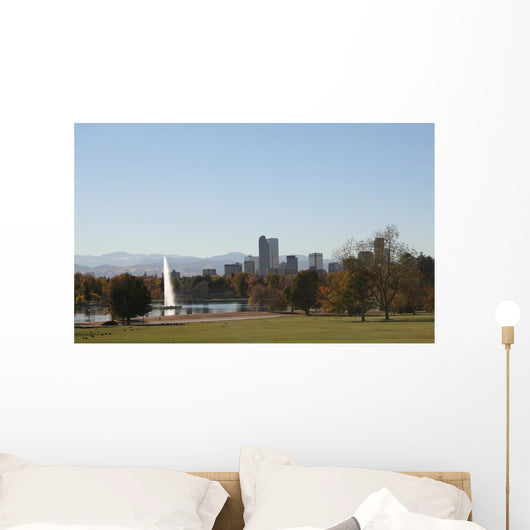 Denver skyline and fountain from City Park Wall Mural