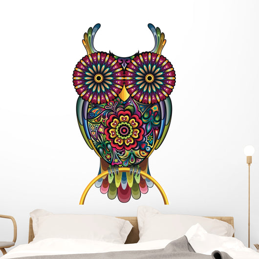 Colorful Mandala Owl Wall Decal
