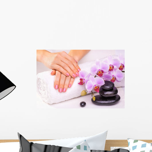 Manicure with Pink Orchid Wall Decal