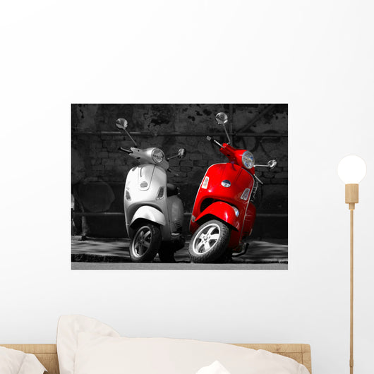 This is two motorcycles in the city. Wall Mural