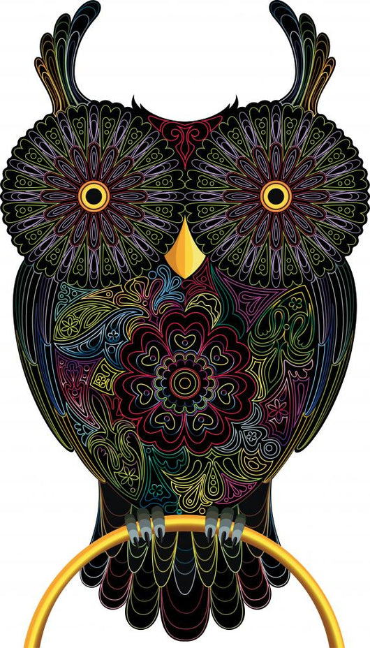 Black Mandala Owl Wall Decal