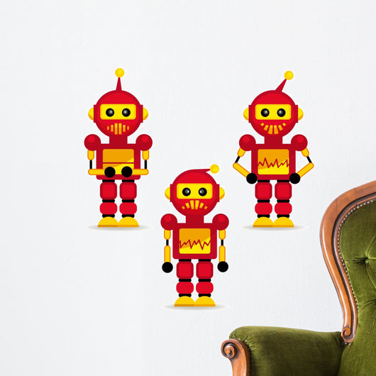collection robots in action - vector illustration Wall Decal