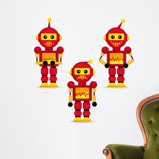 collection robots in action - vector illustration Wall Decal