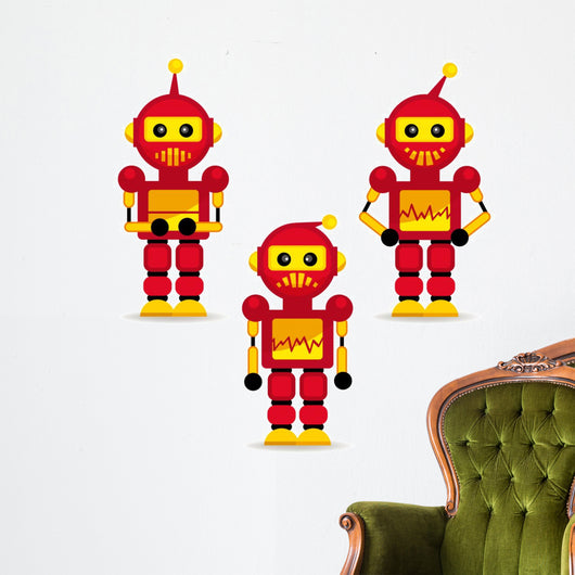 collection robots in action - vector illustration Wall Decal