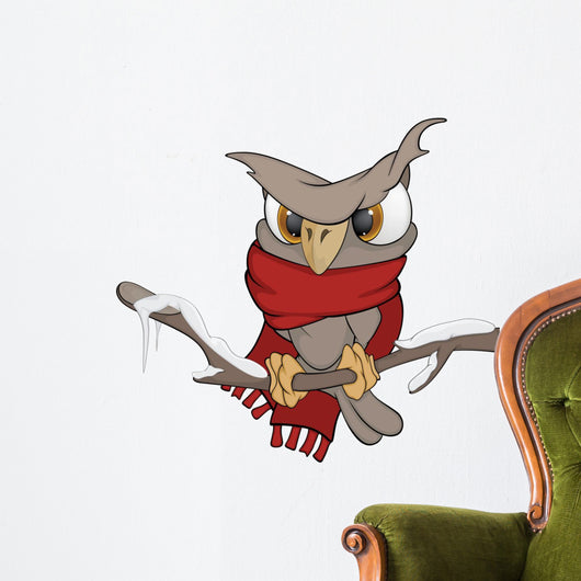 Owl in the winter cartoon Wall Decal