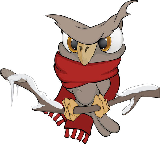 Owl in the winter cartoon Wall Decal