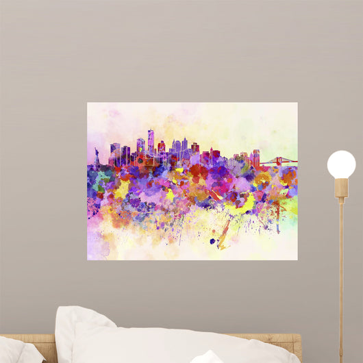New York Skyline in Watercolor Background