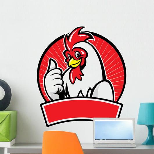 chicken mascot with thumb up Wall Decal