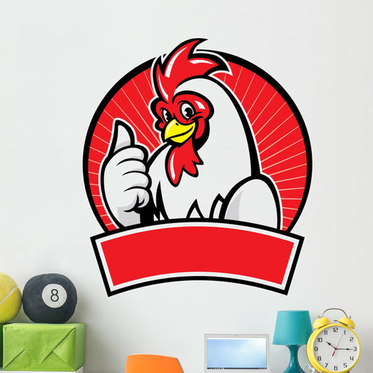 chicken mascot with thumb up Wall Decal