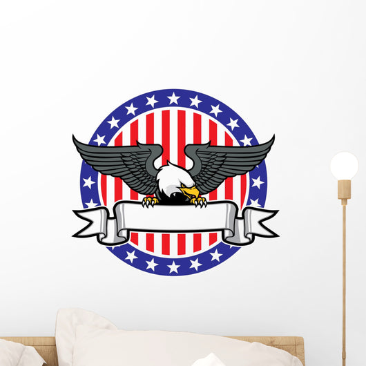 eagle grip a ribbon with US flag as background Wall Decal