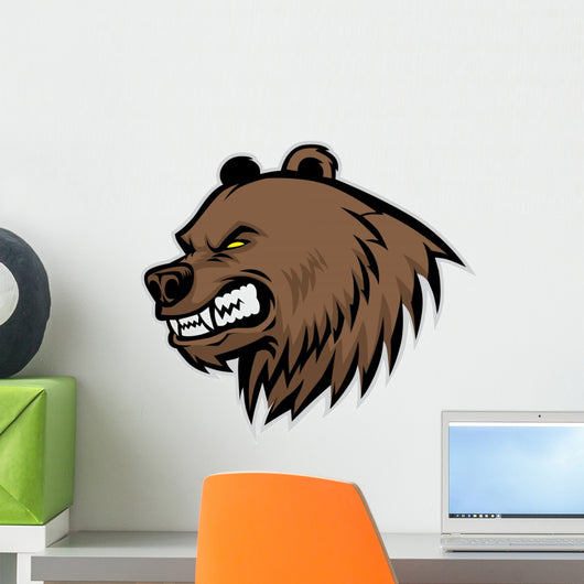 Angry bear head mascot Wall Decal