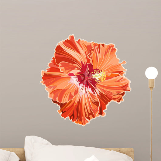 Orange hibiscus simple corrugated Wall Decal