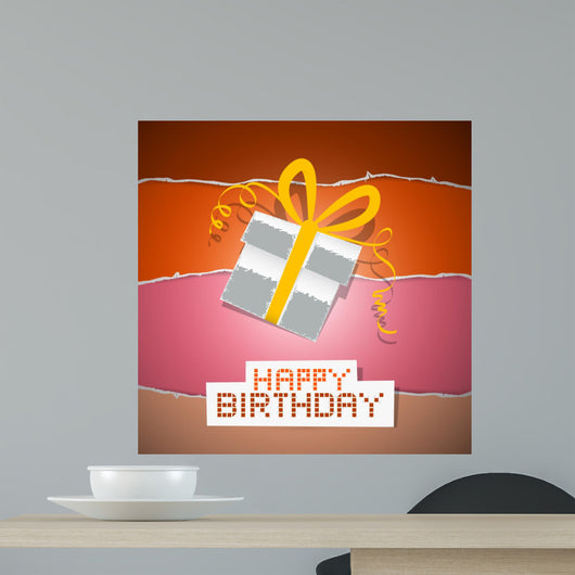 Happy Birthday Torn Paper Retro Background