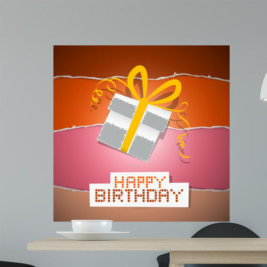 Happy Birthday Torn Paper Retro Background