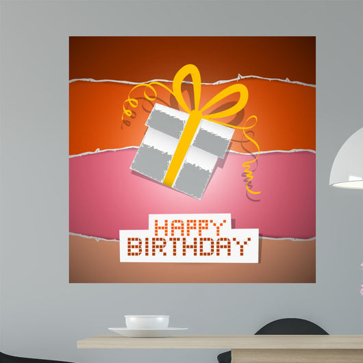Happy Birthday Torn Paper Retro Background