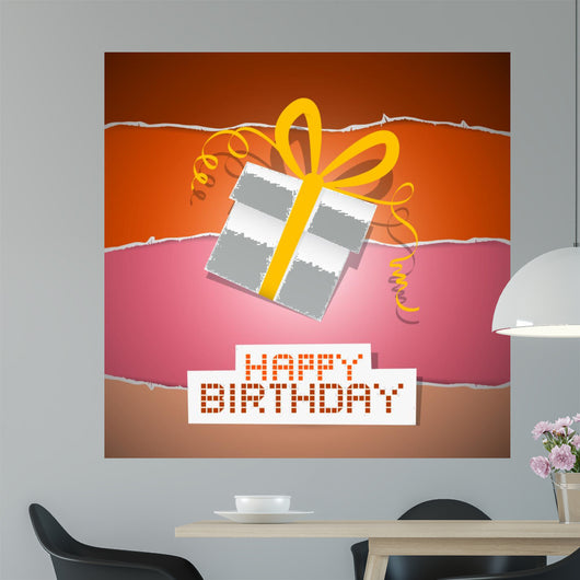 Happy Birthday Torn Paper Retro Background