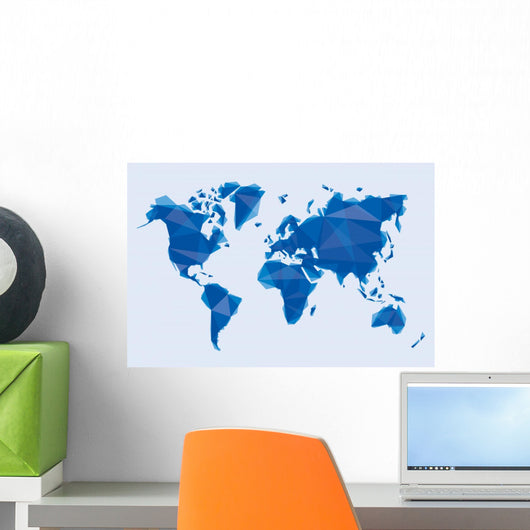 blue map of the world in origami style